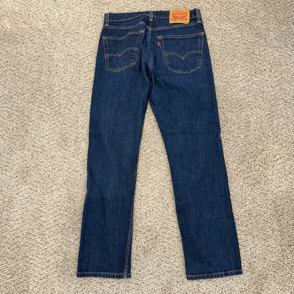 Levis 505 Regular Fit Straight Leg Jeans Dark Indigo Blue Denim W32 L30 Mens